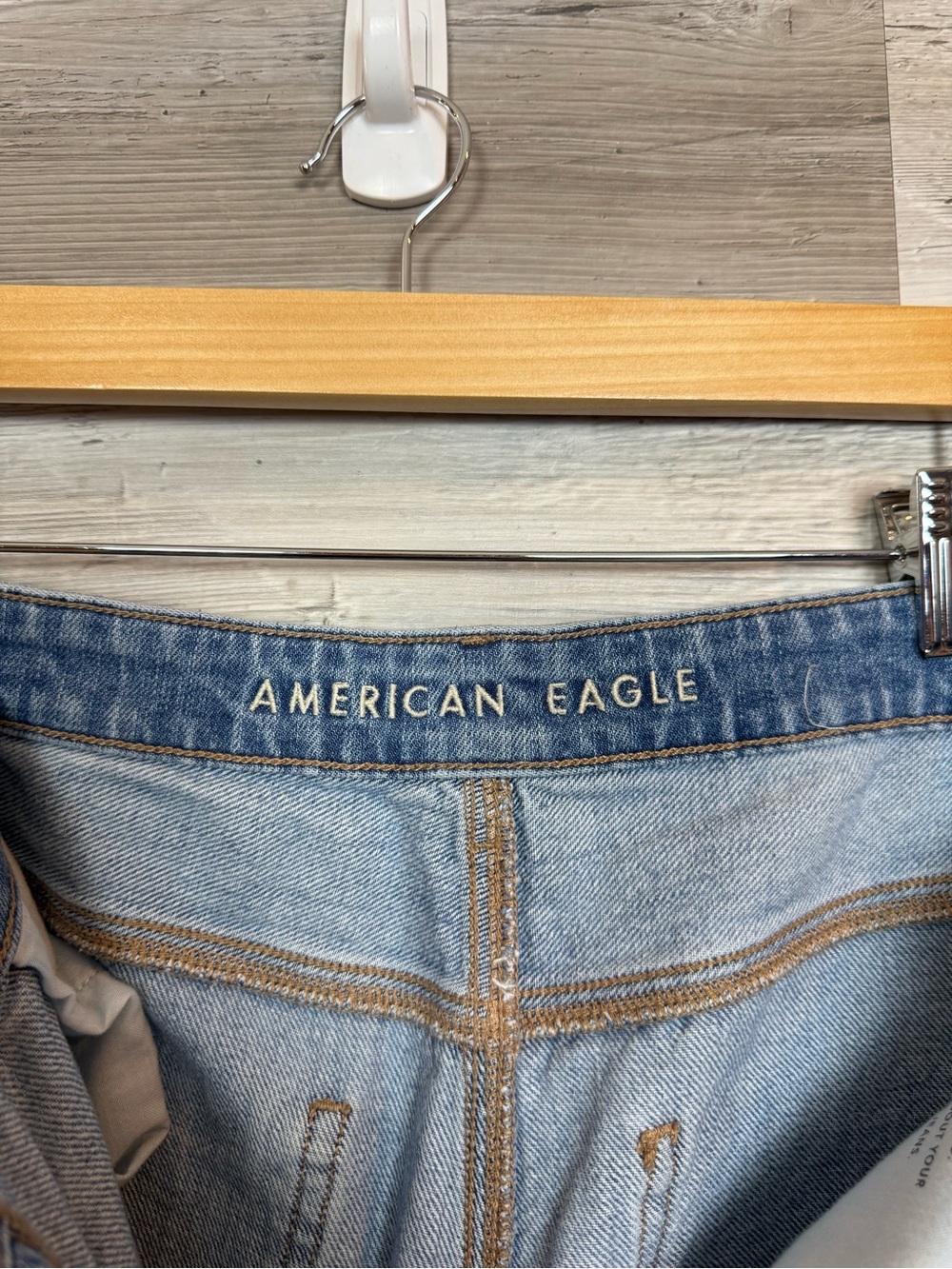American Eagle 100% Cotton High Waisted Flare Jeans Light Wash 12 Regular - Picture 8 of 9
